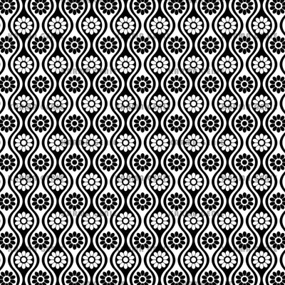 Retro Black and White Daisy Flowers Sixties Style Background Pattern Digital Paper Digital Pattern Karma Genie Graphics 