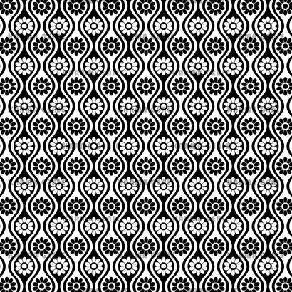 Retro Black and White Daisy Flowers Sixties Style Background Pattern Digital Paper Digital Pattern Karma Genie Graphics 