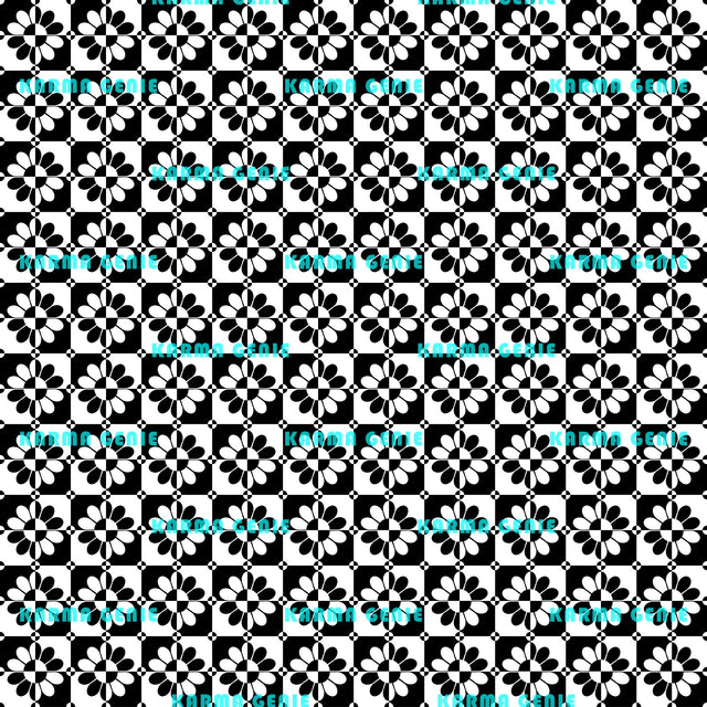 Retro Black and White Monochrome Daisy Flowers Sixties Pattern Digital Paper Digital Pattern Karma Genie Graphics 