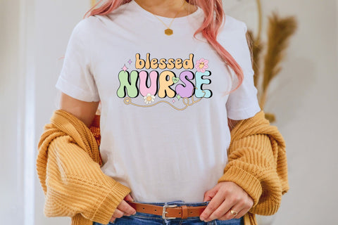 Retro Blessed Nurse Sublimation Design Sublimation CraftLabSVG 