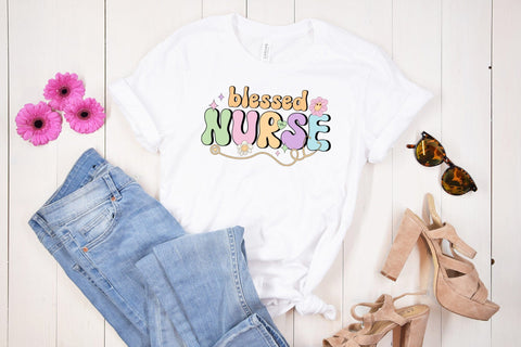 Retro Blessed Nurse Sublimation Design Sublimation CraftLabSVG 