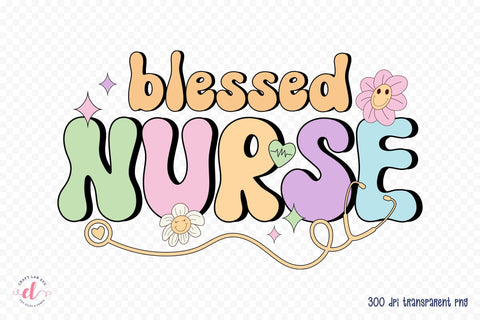 Retro Blessed Nurse Sublimation Design Sublimation CraftLabSVG 