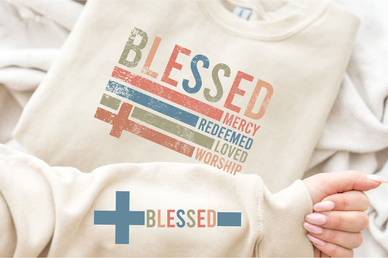 Retro Blessed Redeemed Quotes Png Eps, Elegant Boho Christian Quote Png ...