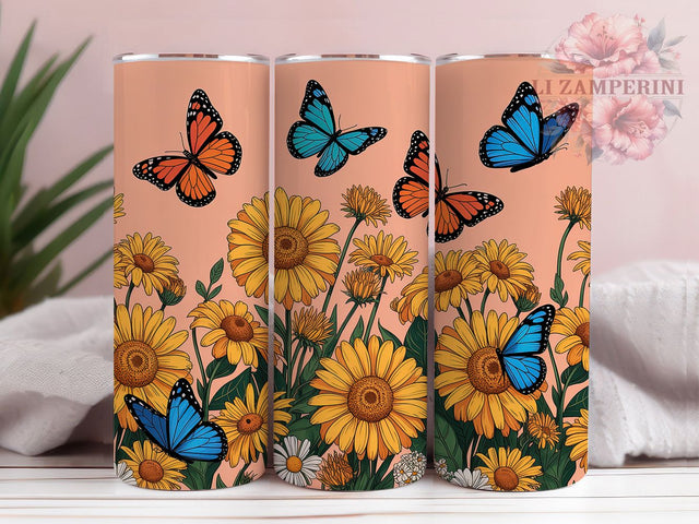Retro Boho Butterfly Groovy Tumbler, Vintage Wrap, 20Oz Tumbler, Sublimation Design, Groovy Vibes, Boho Wings, Psychedelic Style Sublimation Li Zamperini 