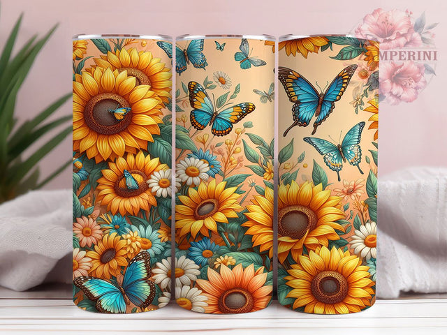 Retro Boho Butterfly Groovy Tumbler, Vintage Wrap, 20Oz Tumbler, Sublimation Design, Groovy Vibes, Boho Wings, Psychedelic Style Sublimation Li Zamperini 