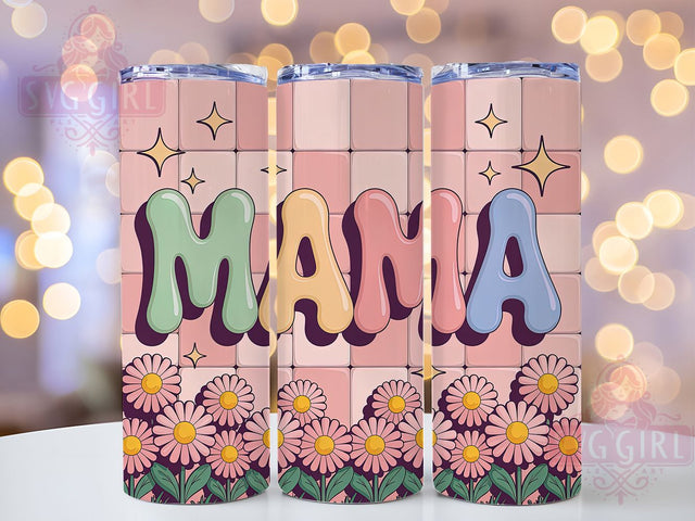 Retro Boho Colorful Mama Tumbler, Colorful Mama, Hippie Style, Sublimation Art, 20oz Tumbler, Vintage Theme, Funky Design Sublimation SvggirlplusArt 