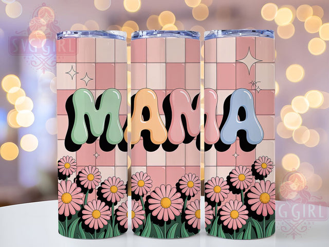 Retro Boho Colorful Mama Tumbler, Colorful Mama, Hippie Style, Sublimation Art, 20oz Tumbler, Vintage Theme, Funky Design Sublimation SvggirlplusArt 