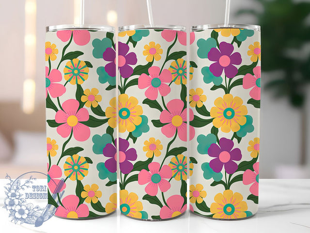 Retro Boho Groovy Floral Tumbler, Groovy Boho Cup, 20Oz Tumbler Wrap, Vintage Flower Drinkware, Sublimation Tumbler Design, Hippie Floral Coffee Mug, Bohemian Retro Tumbler Sublimation ToriDesigns 