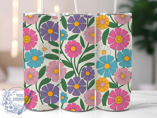 Retro Boho Groovy Floral Tumbler, Groovy Boho Cup, 20Oz Tumbler Wrap, Vintage Flower Drinkware, Sublimation Tumbler Design, Hippie Floral Coffee Mug, Bohemian Retro Tumbler Sublimation ToriDesigns 
