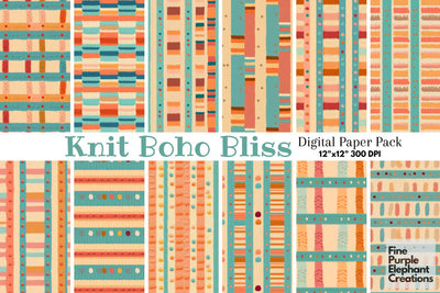 Retro Boho Knit Granny Square Crochet Digital Pattern Fine Purple Elephant Creations 
