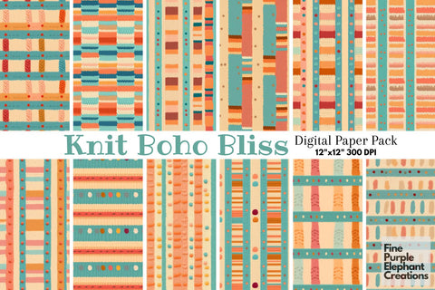 Retro Boho Knit Granny Square Crochet Digital Pattern Fine Purple Elephant Creations 