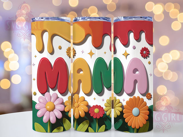 Retro Boho Mama 70s Inspired Tumbler Wrap, Retro Mom Design, Inflated Letter Tumbler, 20oz Hippie Tumbler, Custom Boho Cup Wrap, Vintage Mom Sublimation, 70s Inspired Tumbler Template Sublimation SvggirlplusArt 