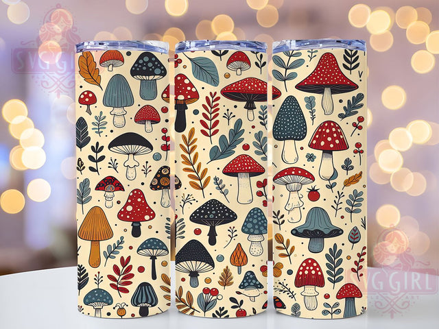 Retro Boho Mushroom Tumbler, Vintage Mushroom Wrap, Bohemian Mushroom Design, 20oz Boho Tumbler, Psychedelic Mushroom Tumbler, Retro Mushroom Tumbler, Boho Nature Design Sublimation SvggirlplusArt 