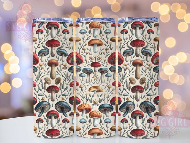 Retro Boho Mushroom Tumbler, Vintage Mushroom Wrap, Bohemian Mushroom Design, 20oz Boho Tumbler, Psychedelic Mushroom Tumbler, Retro Mushroom Tumbler, Boho Nature Design Sublimation SvggirlplusArt 