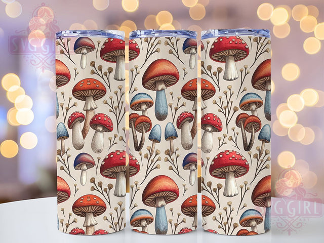 Retro Boho Mushroom Tumbler, Vintage Mushroom Wrap, Bohemian Mushroom Design, 20oz Boho Tumbler, Psychedelic Mushroom Tumbler, Retro Mushroom Tumbler, Boho Nature Design Sublimation SvggirlplusArt 