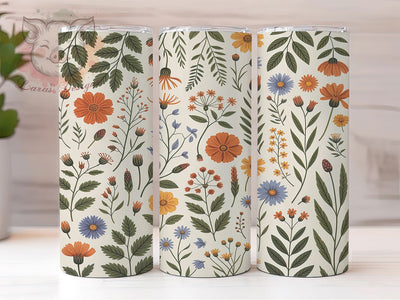 Retro Boho Wildflower Hippie Tumbler, Vintage Design, Wildflower Pattern, Bohemian Gift, Retro Flower Wrap, Nature Tumbler Art, Hippie Style Design Sublimation Lara' s Designs 