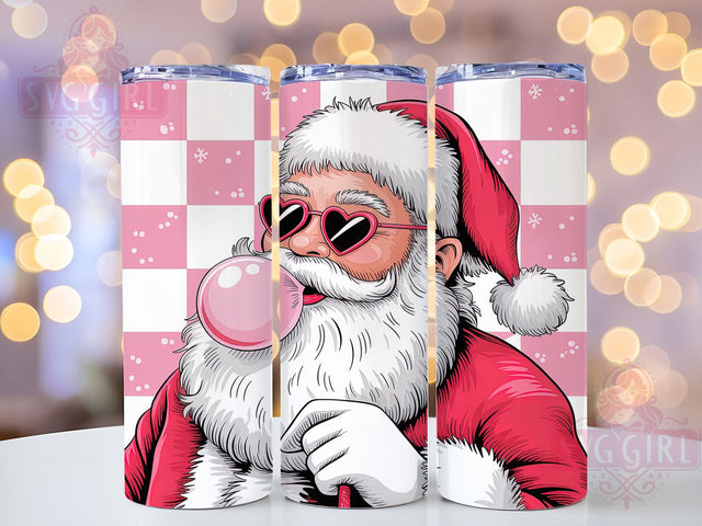 Retro Bubble Gum Santa Tumbler, Bubble Gum Christmas Art, Vintage Holiday Graphic, Cute Santa Illustration, Festive Retro Pattern, 20oz Tumbler, Sublimation Design Sublimation SvggirlplusArt 