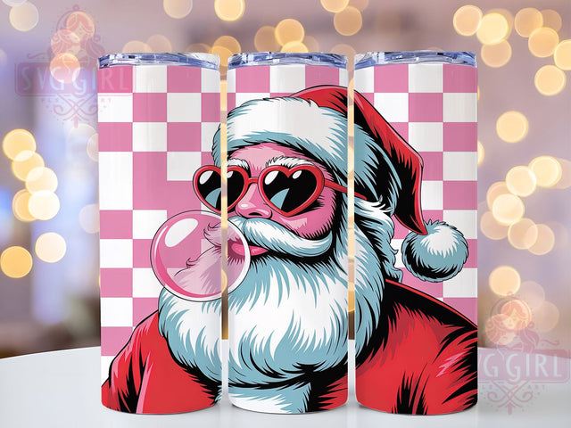 Retro Bubble Gum Santa Tumbler, Bubble Gum Christmas Art, Vintage Holiday Graphic, Cute Santa Illustration, Festive Retro Pattern, 20oz Tumbler, Sublimation Design Sublimation SvggirlplusArt 