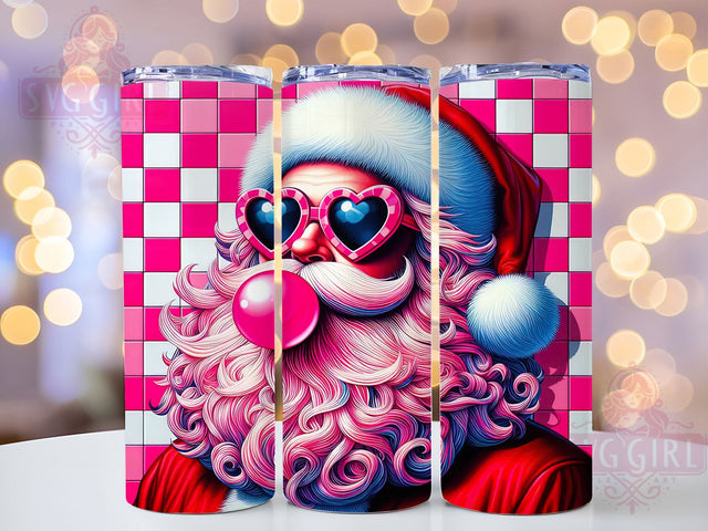 Retro Bubble Gum Santa Tumbler, Bubble Gum Christmas Art, Vintage Holiday Graphic, Cute Santa Illustration, Festive Retro Pattern, 20oz Tumbler, Sublimation Design Sublimation SvggirlplusArt 