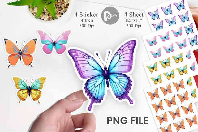 Retro Butterflies Sticker Sublimation artnoy 