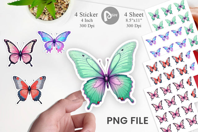 Retro Butterflies Sticker Sublimation artnoy 