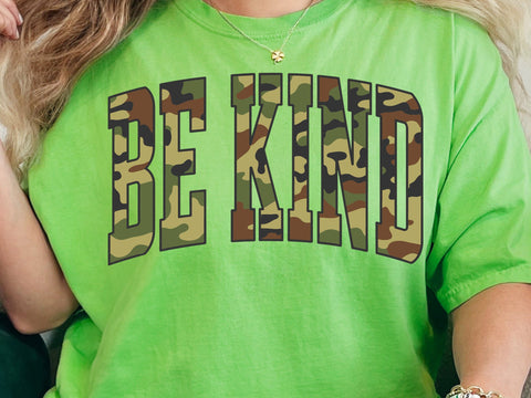 Retro Camo Be Kind Design: Sublimation Shirt SVG DesignDestine 