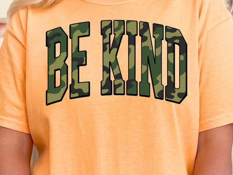 Retro Camo Be Kind Design: Sublimation Shirt SVG DesignDestine 