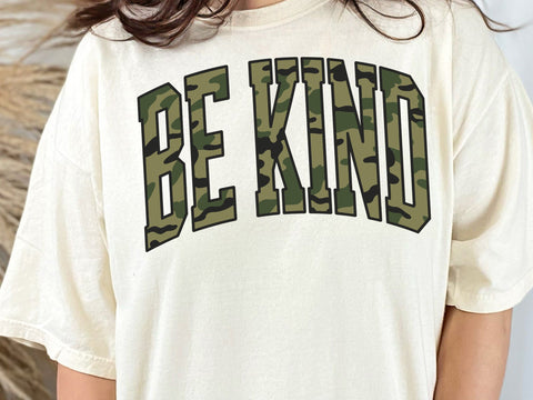Retro Camo Be Kind Design: Sublimation Shirt SVG DesignDestine 