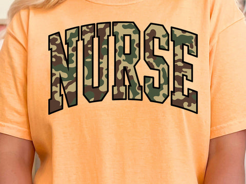 Retro Camo Nurse Design: Sublimation PNG SVG SVG DesignDestine 