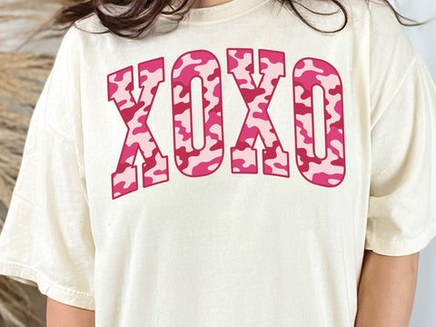 Retro Camo XOXO Valentines Print, Shirt Design SVG DesignDestine 