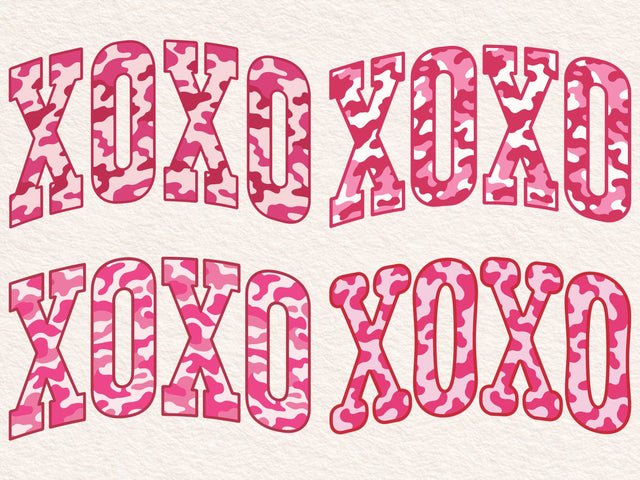 Retro Camo XOXO Valentines Print, Shirt Design SVG DesignDestine 
