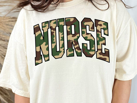 Retro Camouflage Nurse Design: SVG & PNG SVG DesignDestine 