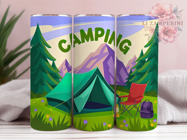 Retro Camper Adventure 20oz Tumbler Wrap, Retro Camper, Outdoor Adventure, Campfire Design, Vintage Camping, 20oz Tumbler Wrap, Sublimation PNG Sublimation Li Zamperini 
