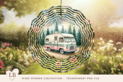 Retro Camper Camping Wind Spinner Sublimation PNG Sublimation BijouBay 