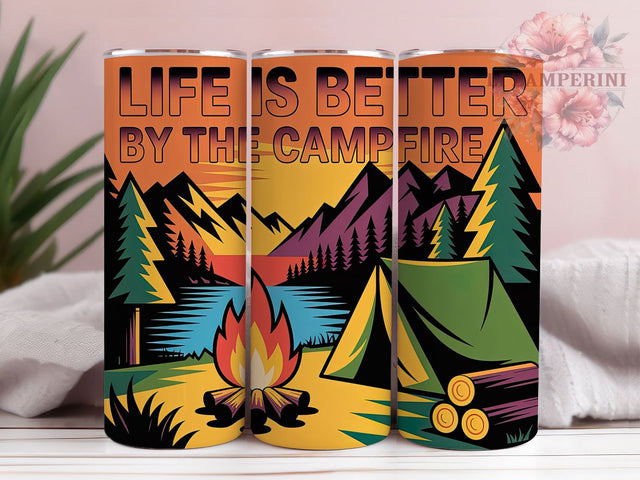 Retro Camper Life Better 20oz Tumbler Wrap, Campfire Design, Life Is Better, Retro Camper, Vintage Adventure, 20oz Tumbler Wrap, Sublimation PNG Sublimation Li Zamperini 