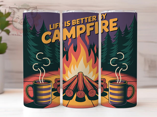 Retro Camper Life Better 20oz Tumbler Wrap, Retro Camper, Life Is Better, Campfire Design, Vintage Adventure, 20oz Tumbler Wrap, Sublimation PNG Sublimation Lara' s Designs 
