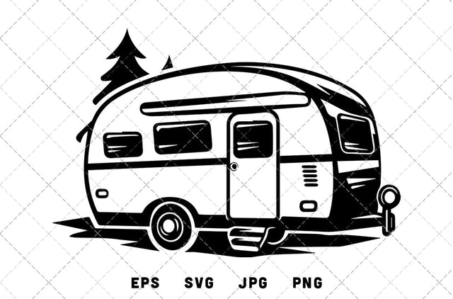 Retro Camper Vector Graphics - JPG, SVG, PNG, EPS - Digital Download with Commercial License for Cricut, Silhouette, Scan N Cut Crafting SVG Loveleen Kaur 