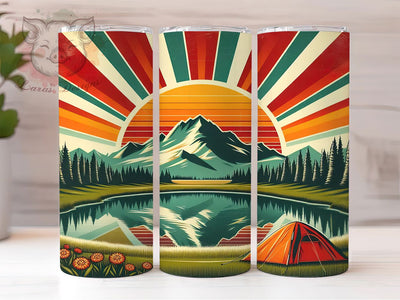 Retro Camping Adventure Tumbler Wrap, Adventure Tumbler PNG, Vintage Camp Tumbler Design, 20oz Tumbler Sublimation, Forest Camper Wrap, Outdoor Adventure Tumbler Sublimation Lara' s Designs 