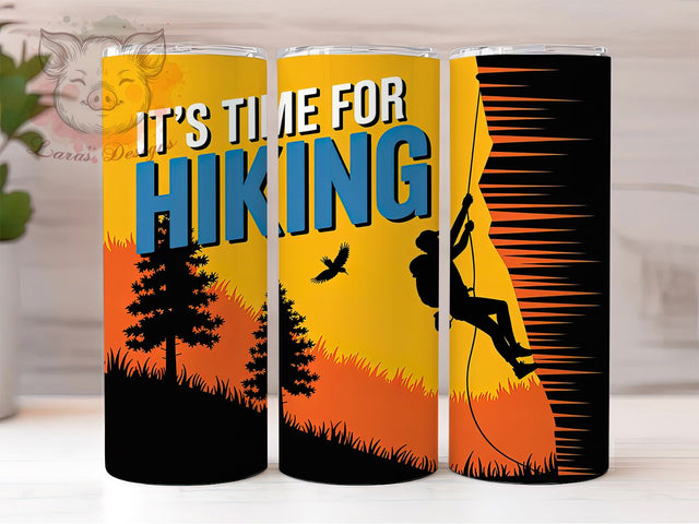 Retro Camping Hiking 20oz Tumbler Wrap, Time For Hiking, Vintage Adventure, Outdoor Lifestyle PNG, Rustic Tumbler Wrap, 20oz Tumbler Wrap, Sublimation PNG Sublimation Lara' s Designs 