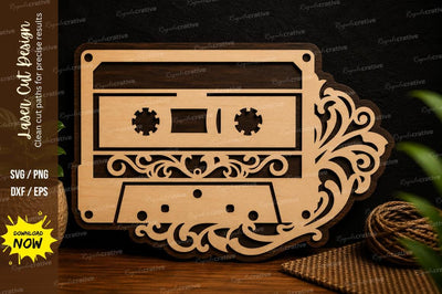 Retro Cassette Ornament Laser Cut SVG File SVG Regulrcrative 