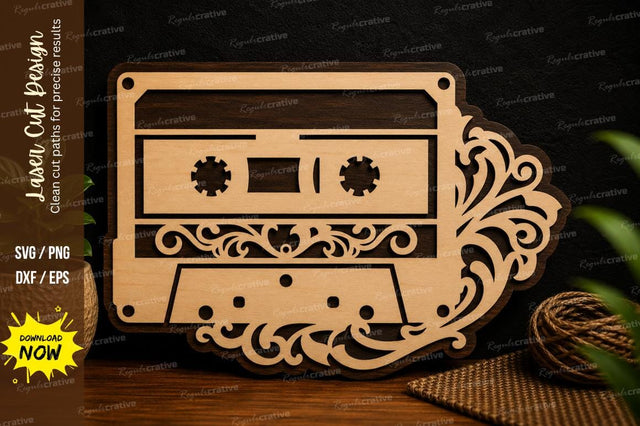 Retro Cassette Ornament Laser Cut SVG File SVG Regulrcrative 