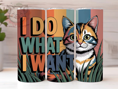 Retro Cat Attitude 20oz Tumbler, Stylized Cat Wrap, Funny Cat Quote, Pet Lover Sublimation, 20oz Tumbler PNG, Cat Attitude Design, Feline Humor Sublimation Sublimation Lara' s Designs 