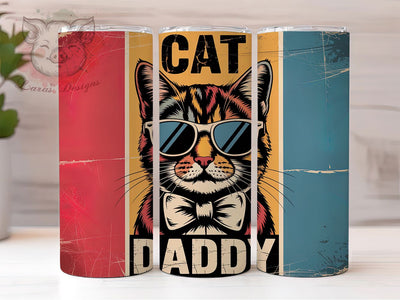 Retro Cat Daddy 20oz Tumbler, Cat Daddy Wrap, Cool Cat Design, Sunglasses Cat Sublimation, 20oz Tumbler PNG, Funny Pet Lover Wrap, Stylish Feline Sublimation Sublimation Lara' s Designs 
