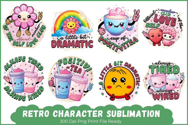 Retro Character Sublimation Bundle Sublimation Regulrcrative 