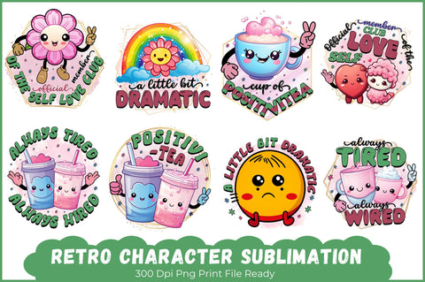 Retro Character Sublimation Bundle Sublimation Regulrcrative 