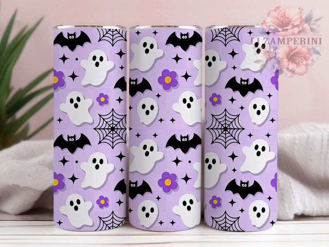 Retro Checkered Cute Ghost Halloween Tumbler, Cute Ghost Wrap, Checkered Ghost Design, 20Oz Tumbler Sublimation, Vintage Spooky Drinkware, Trick Or Treat Cup, Halloween Retro Mug Sublimation Li Zamperini 