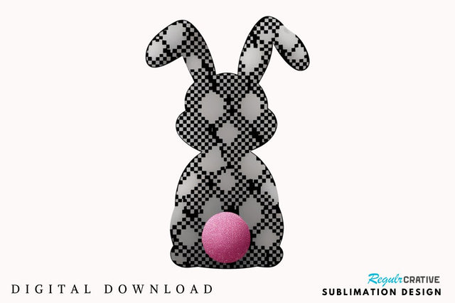 Retro Checkered Easter Bunny PNG, Happy Easter PNG, Pink Easter PNG, Retro Checkered Easter PNG, Floral Spring PNG, Girls Pink Easter PNG, Retro Easter Bunny Coquette PNG Sublimation Regulrcrative 