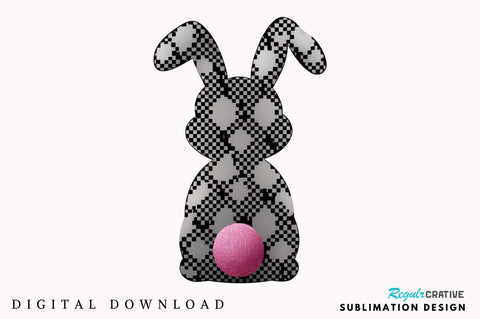 Retro Checkered Easter Bunny PNG, Happy Easter PNG, Pink Easter PNG, Retro Checkered Easter PNG, Floral Spring PNG, Girls Pink Easter PNG, Retro Easter Bunny Coquette PNG Sublimation Regulrcrative 