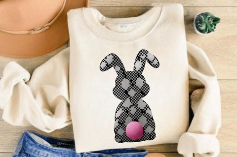Retro Checkered Easter Bunny PNG, Happy Easter PNG, Pink Easter PNG, Retro Checkered Easter PNG, Floral Spring PNG, Girls Pink Easter PNG, Retro Easter Bunny Coquette PNG Sublimation Regulrcrative 