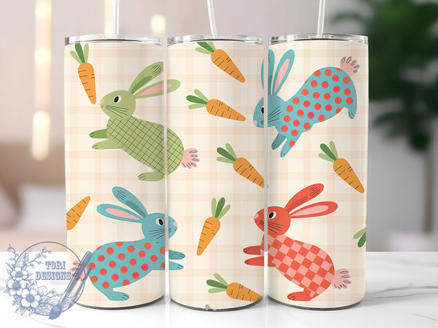 Retro Checkered Easter Bunny Tumbler, Checkered Bunny Tumbler, Vintage Bunny Wrap, Classic Easter Wrap, Stylish Bunny Wrap, Sublimation Design, Trendy Gift Idea Sublimation ToriDesigns 